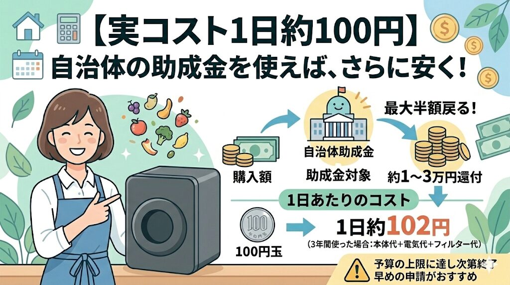 【実コスト1日約100円】自治体の購入助成金を使えば、さらに安く手に入る