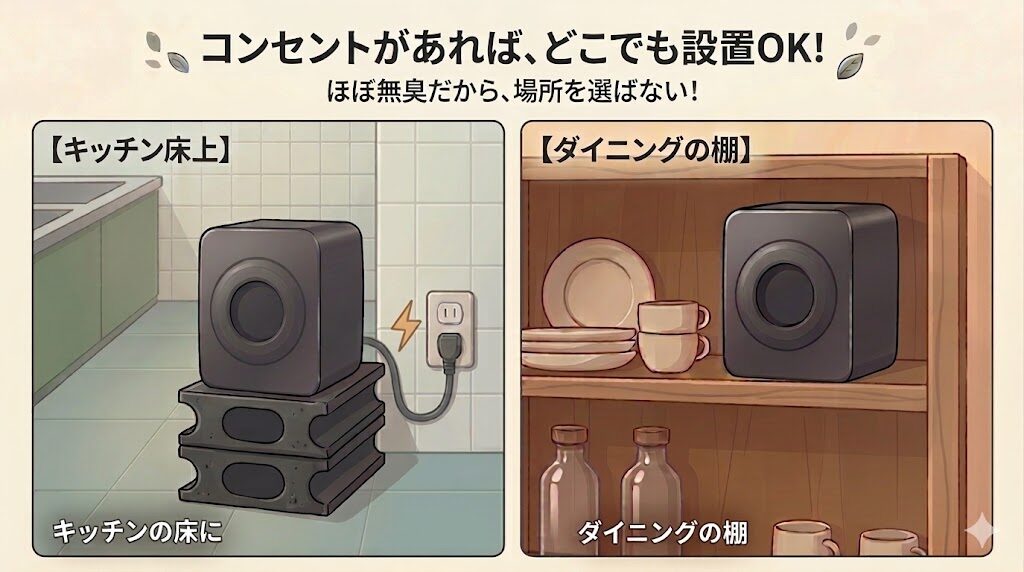 【解決策】コンセントさえ届けばどこにおいてもOK!