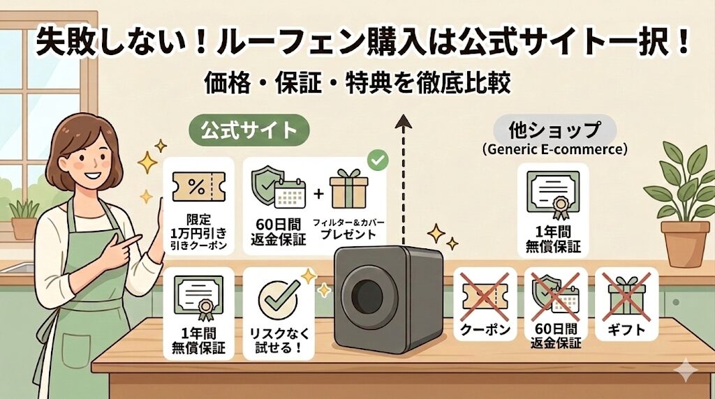 公式サイトが価格,保証,特典のすべてで他ショップを圧倒