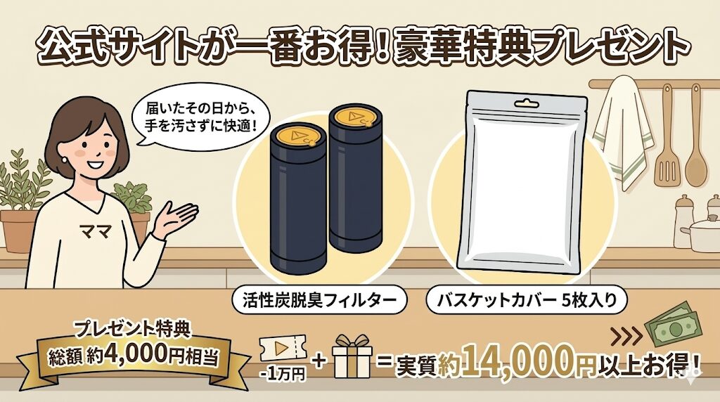 「フィルター＆バスケットカバー」のプレゼントが豪華