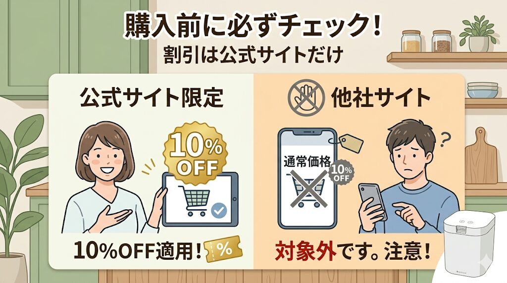 「10%OFF」を適用したいなら必ず公式サイトから買う