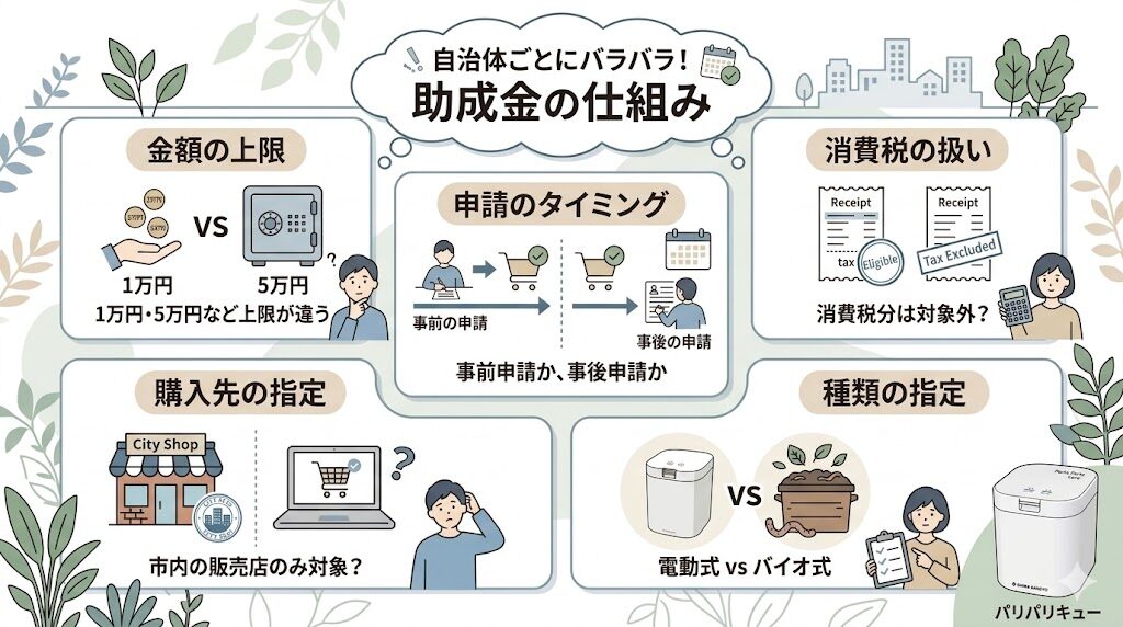 助成金の細かいルールは、各自治体によってバラバラなので注意が必要