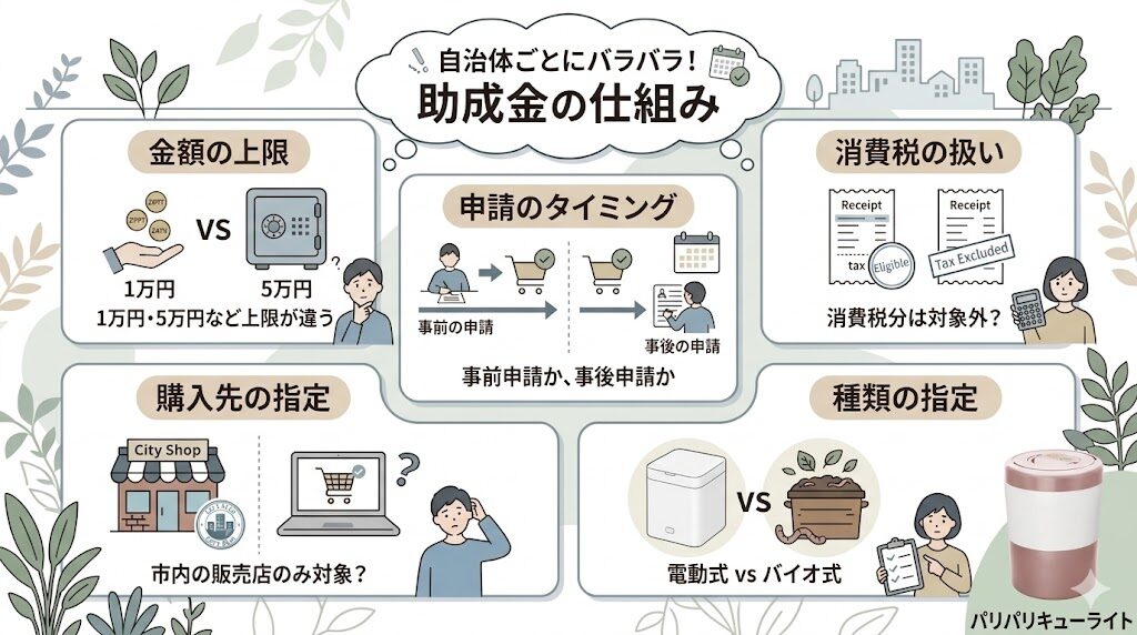 助成金の細かいルールは、各自治体によってバラバラなので注意が必要