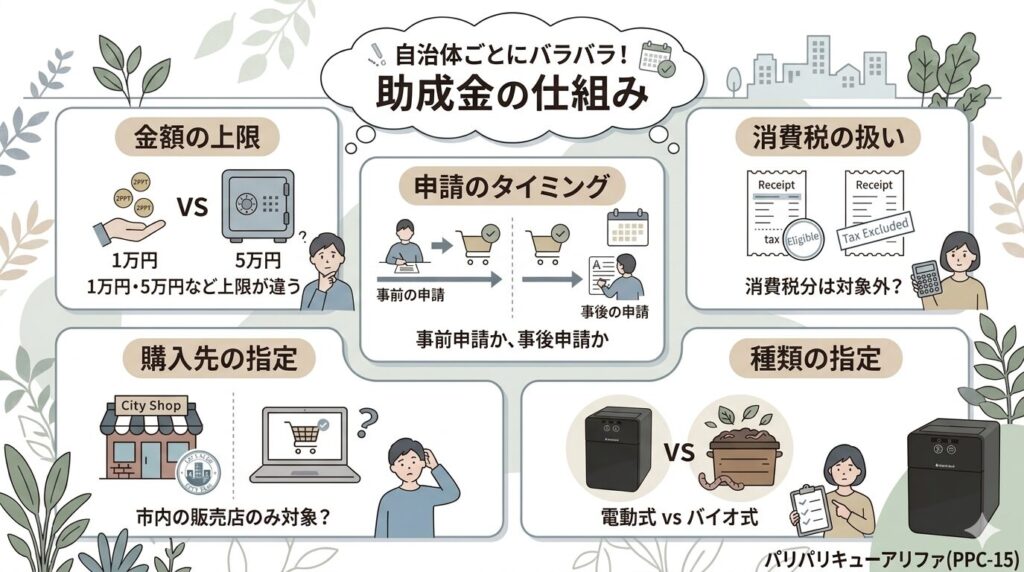助成金の細かいルールは、各自治体によってバラバラなので注意が必要
