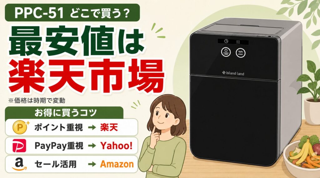 【結論】
パリパリキューアルファ(PPC-51)の最安値は楽天市場。ただセール状況やキャンペーン、会員ランク等で変動します。