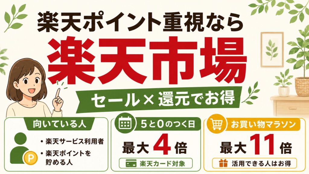 【おすすめ】楽天ポイント還元を重視するなら「楽天市場」