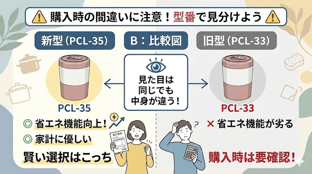 【注意】見た目は同じ！新型(PCL-35)と旧型(PCL-33)を間違えて買わないで！
