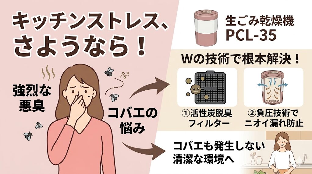 生ごみの匂いやコバエの発生に悩んでいる人