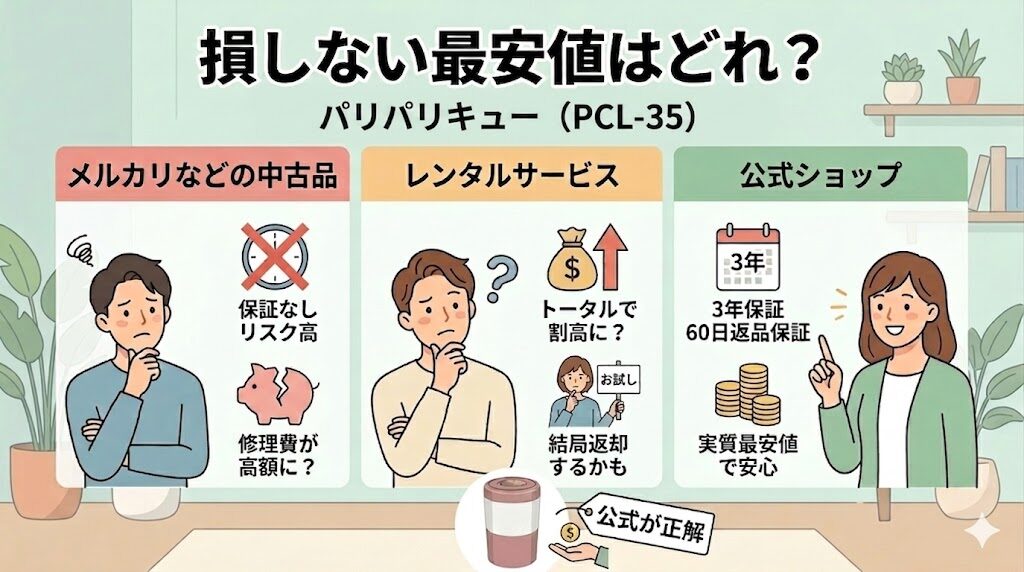 中古やレンタルが最安値は間違い？パリパリキューライトで損をしないための注意点