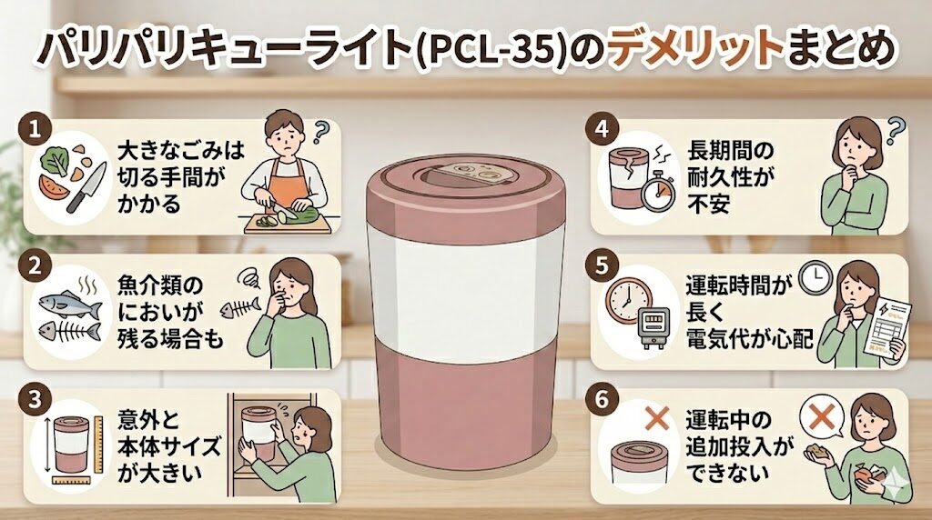 パリパリキューライト(PCL-35)の悪い口コミ(デメリット)