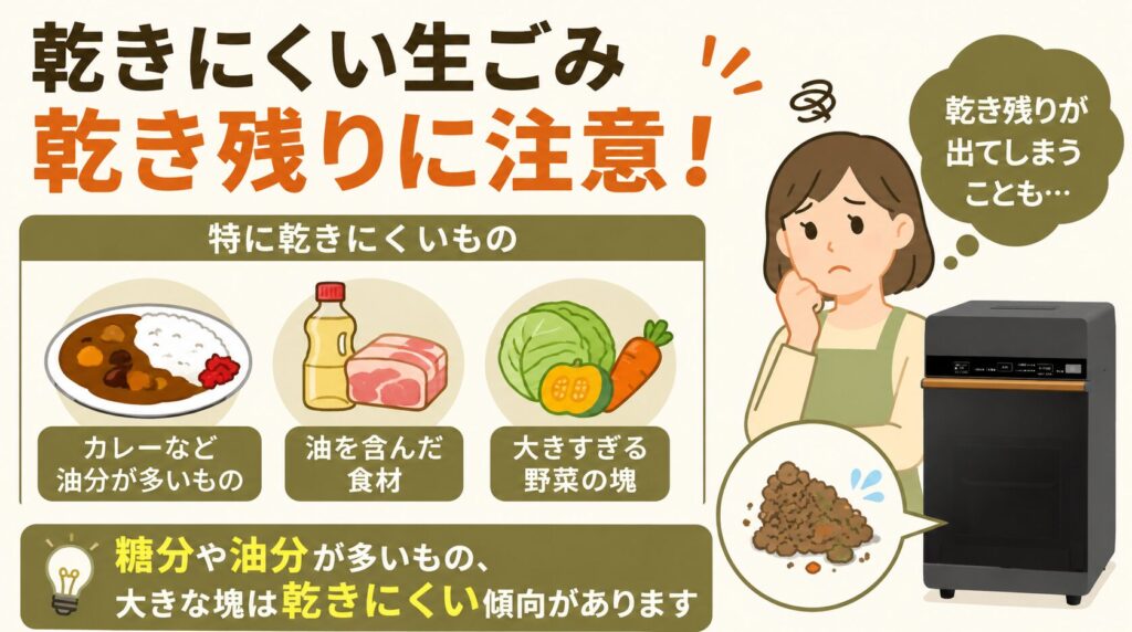 乾燥しにくい生ごみがある