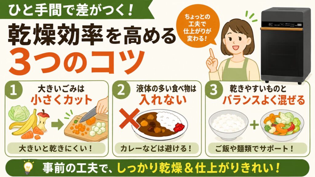 投入前のひと手間で乾燥効率アップ