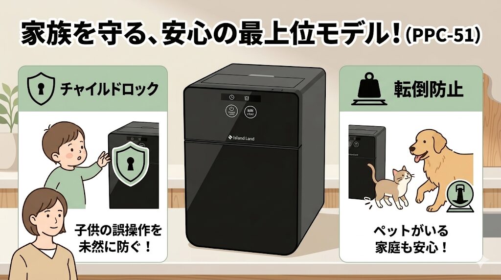 チャイルドロックが欲しいなら最上位モデル(PPC-51)がぴったり