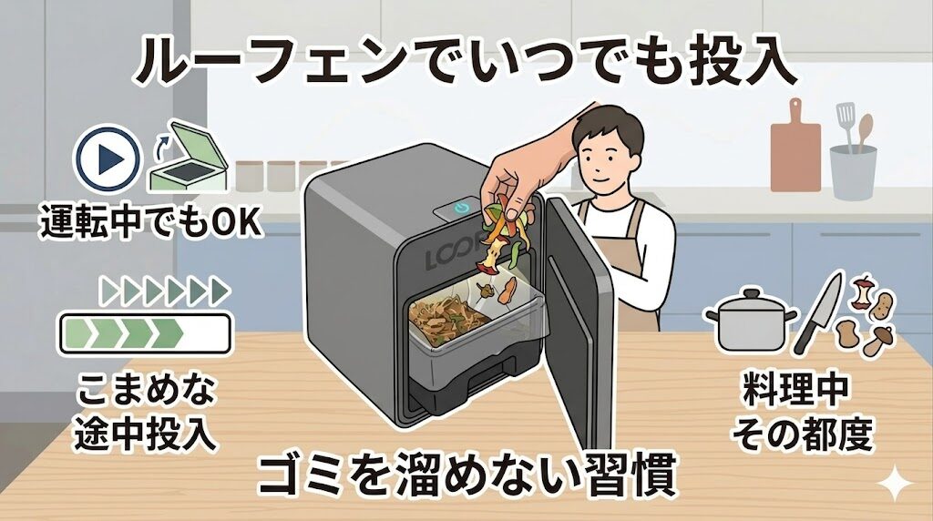 こまめに生ごみを途中投入したい人は：ルーフェン