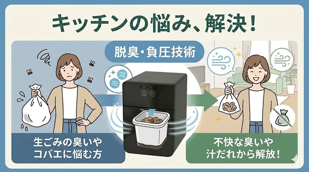 生ごみの悪臭やコバエに悩んでいる人