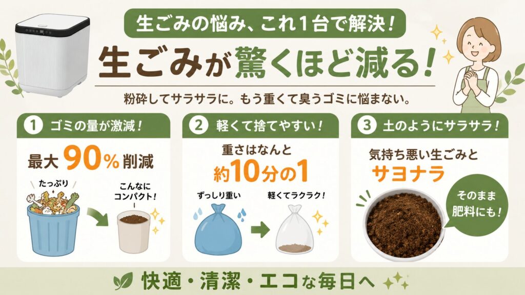 ゴミの重量とカサが劇的に減る