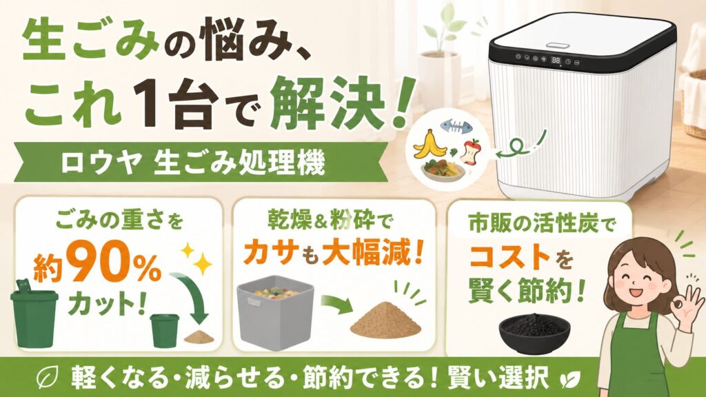 生ごみをの重量を極限まで減らしたい、コスパ重視な人:ロウヤ 生ゴミ処理機