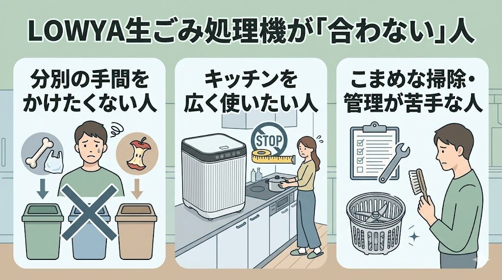LOWYA(ロウヤ)生ごみ処理機をおすすめしない人