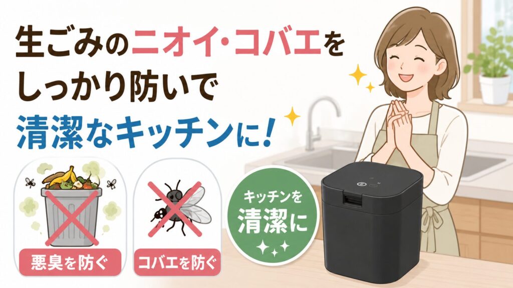 生ごみの悪臭やコバエを防いで、キッチンを清潔に保ちたい人