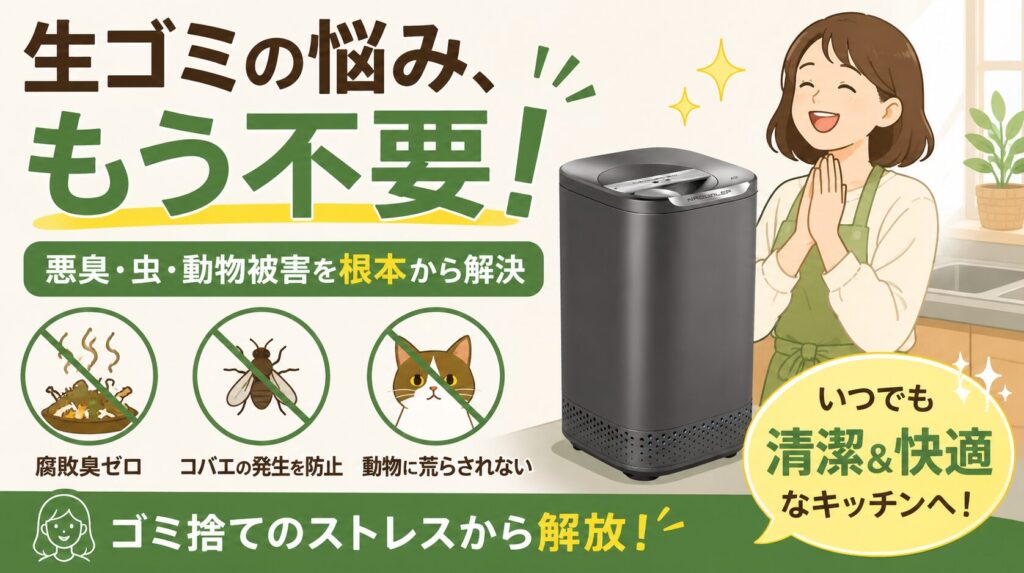 生ゴミの悪臭や虫・動物被害がなくなる