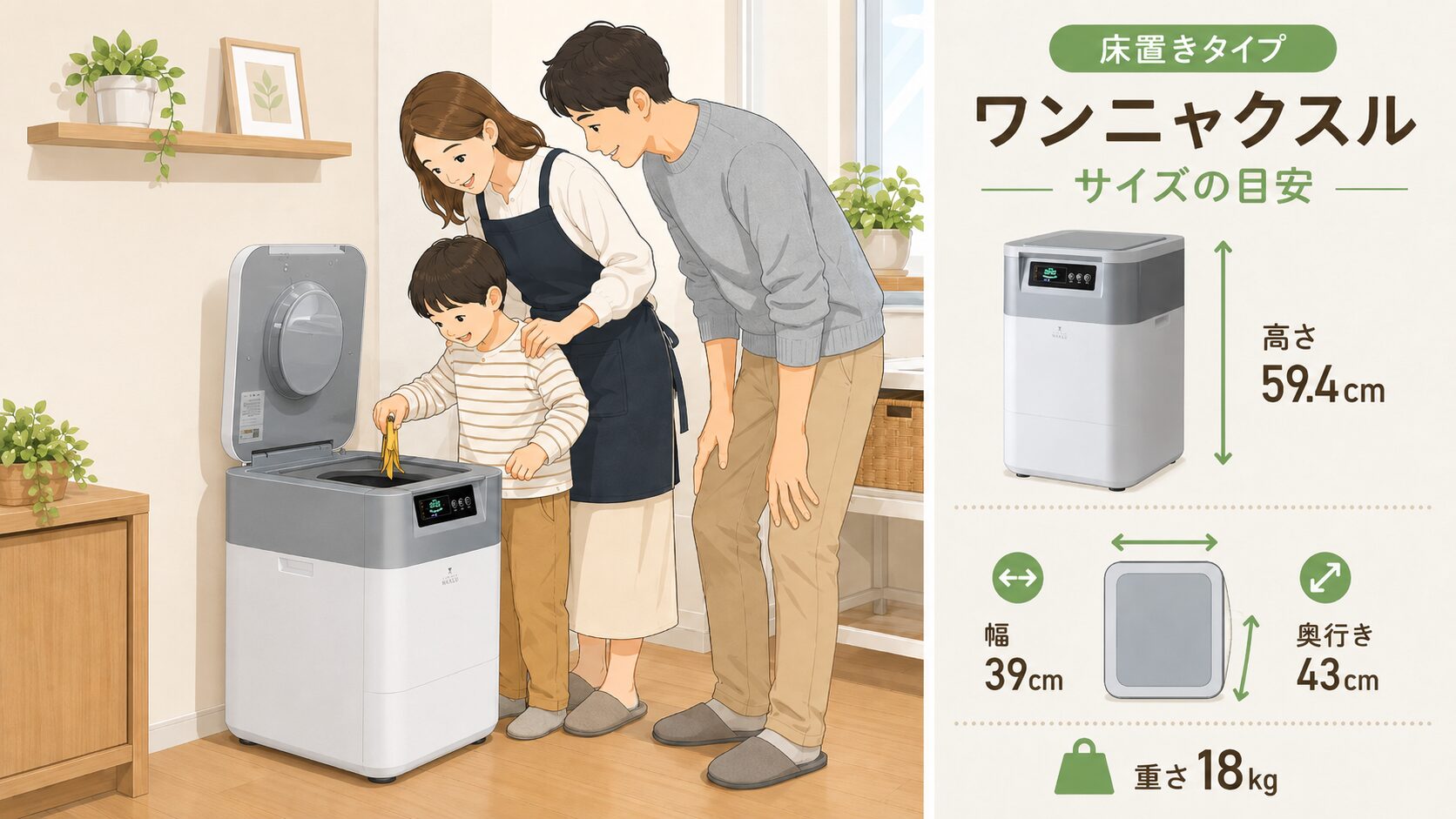 ワンニャクスルのサイズイメージ