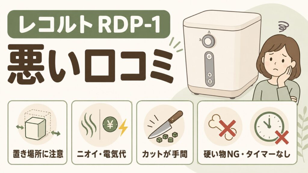 レコルト RDP-1 生ごみ処理機の悪い口コミ（デメリット）