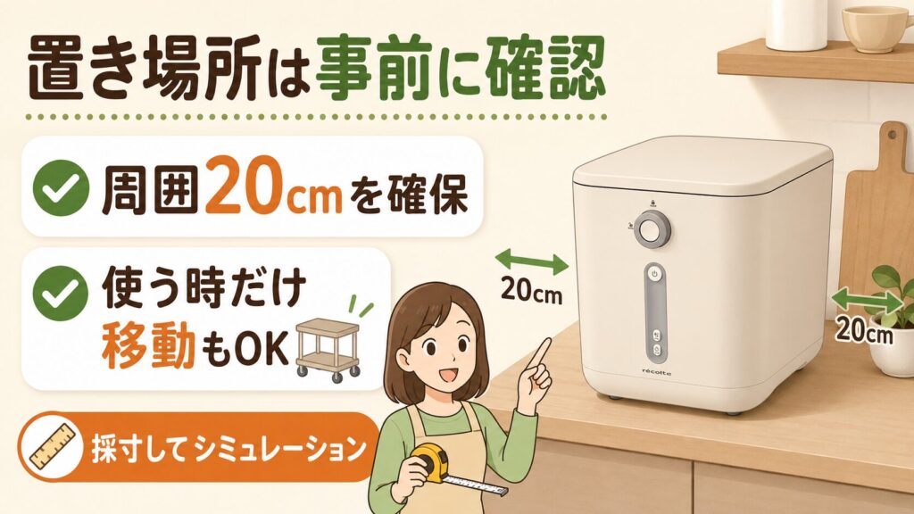 サイズを確認する、もしくは使う時だけ移動させる