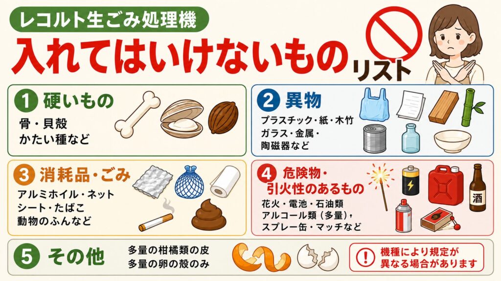 レコルト 生ごみ処理機 入れてはいけないものリスト