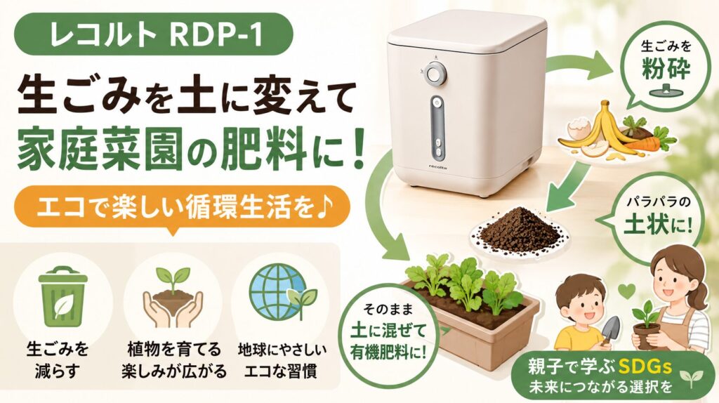 生ごみを細かい土状に粉砕して、家庭菜園の肥料にしたい人