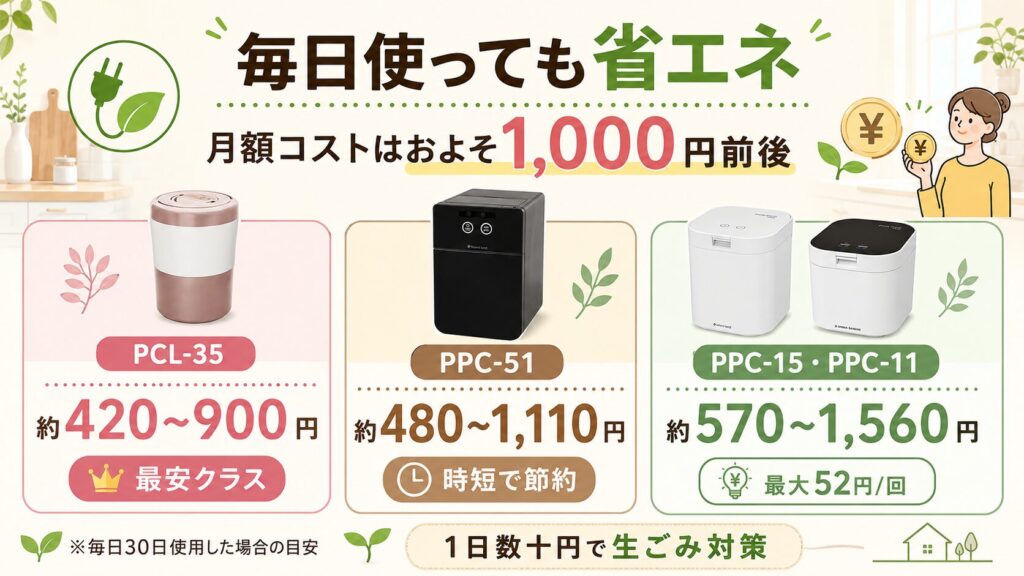 電気代：全モデル省エネだから毎月1,000円前後