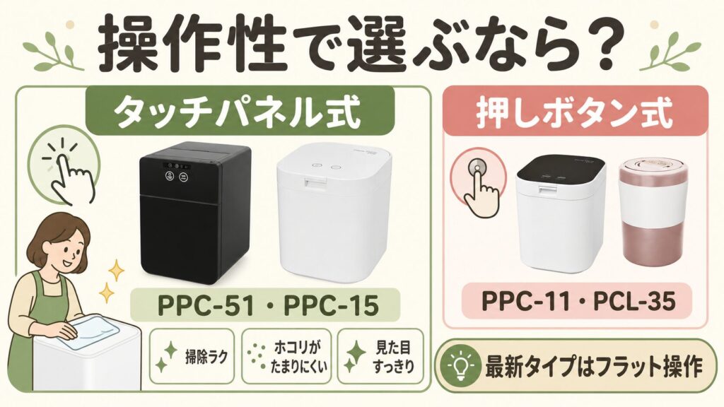 ボタン：タッチパネルがいいならPPC-51、PPC-15