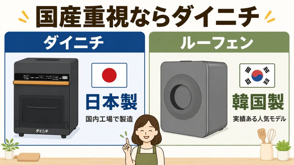 製造国(ダイニチは日本製)