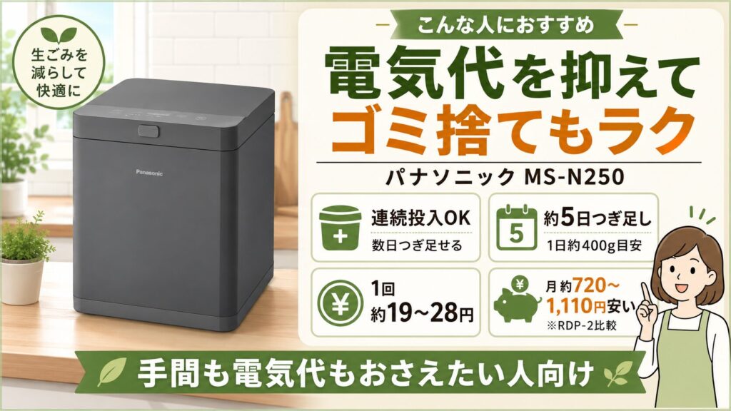 電気代を抑えつつ、毎回のゴミ捨てをさぼりたい人：パナソニック MS-N250