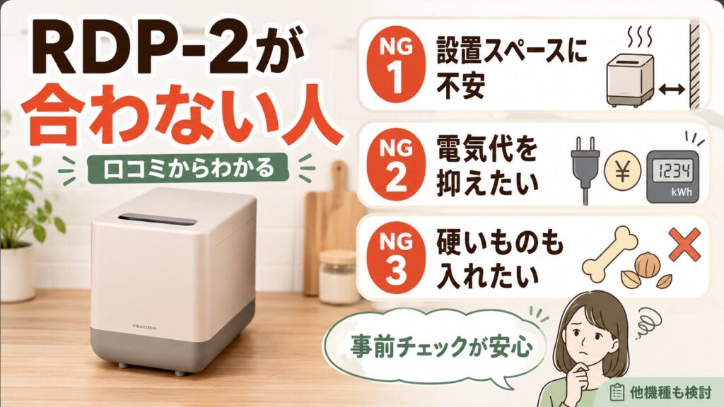 口コミからレコルトRDP-2 生ごみ処理機が合わない人