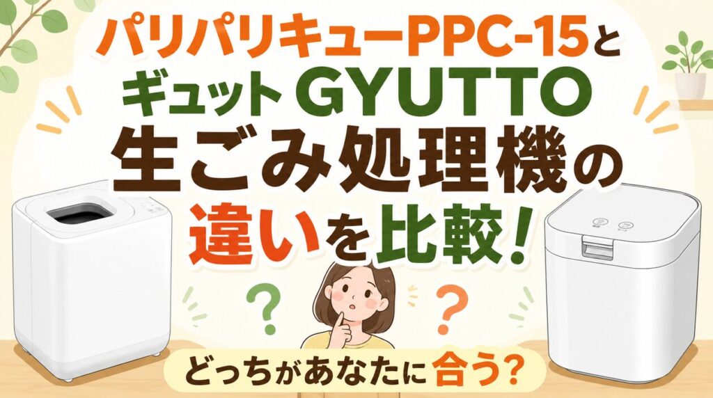 パリパリキューPPC-15とギュット GYUTTO 生ごみ処理機の違いを比較！どっちがあなたに合う？