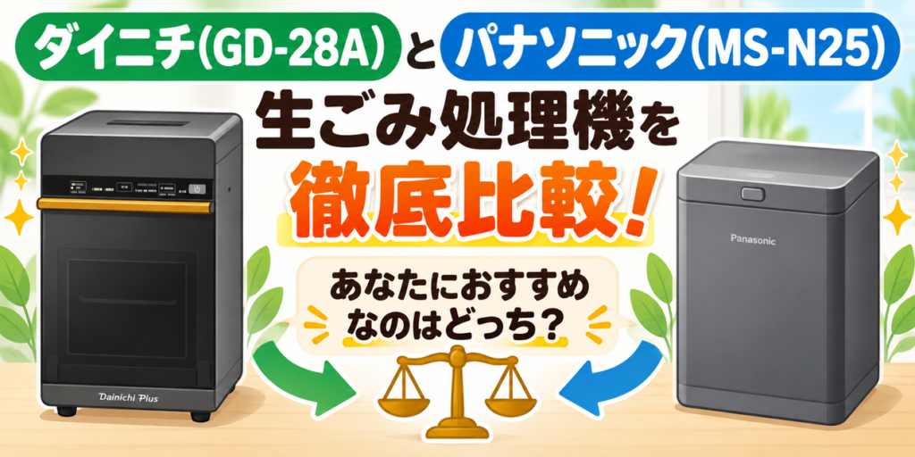 ダイニチ(GD-28A)とパナソニック(MS-N25)生ごみ処理機を徹底比較！あなたにおすすめなのはどっち？