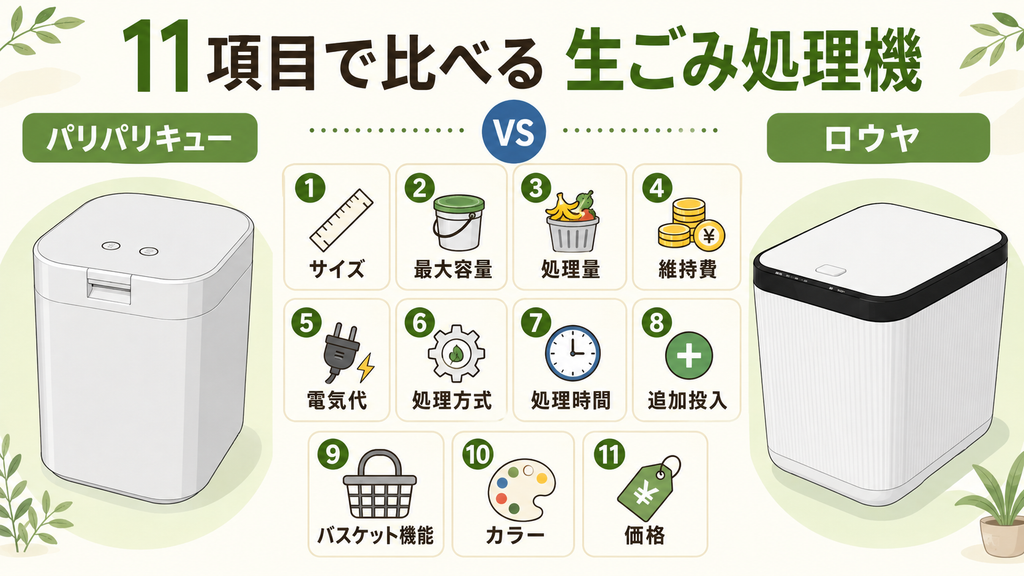 【比較表あり】パリパリキューPPC-15とLOWYA（ロウヤ）生ごみ処理機の違い11個