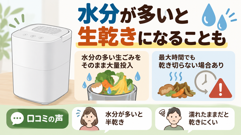 水分が多いごみの多い場合、生乾きになった