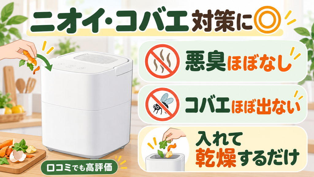 生ごみの悪臭や、コバエの不快感がゼロになる