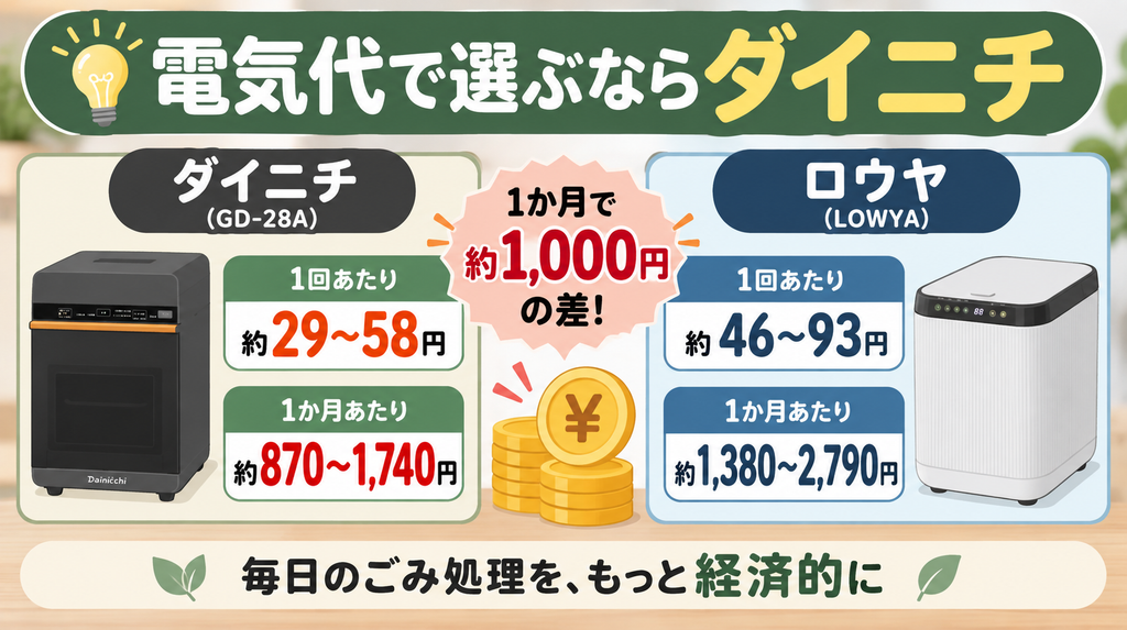 電気代：1回約29〜58円で日々の家計に優しい「ダイニチ」