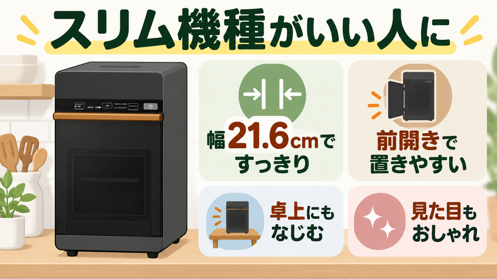 キッチンのスペースが限られており、スリムな機種を探している人
